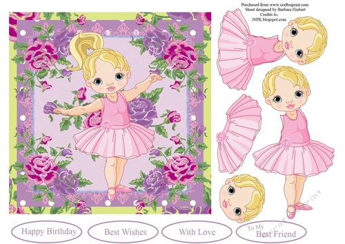 Flower Girl Dancer Topper with Decoupage