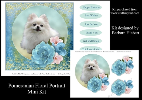 Pomeranian Floral Portrait Mini Kit