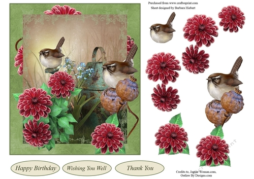 Autum Birds & Mums Topper with Decoupage