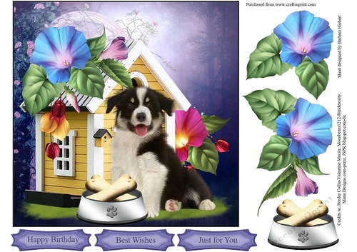 Doggie Happy Home Topper with Decoupage