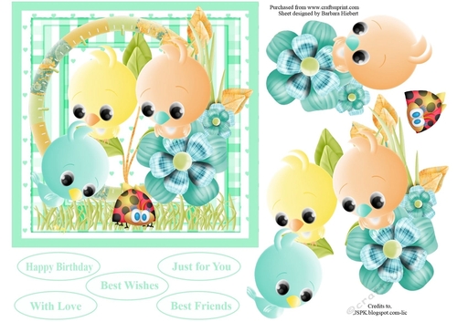 Birdies Love Friends Topper with Decoupage