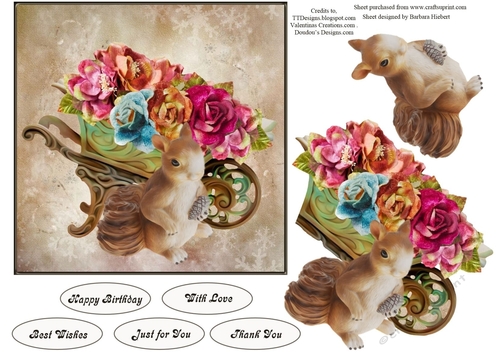 Vintage Rabbit & Roses Topper with Decoupage Layers