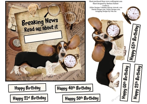 Breaking Birthday News Topper with Decoupage