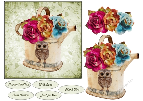 Vintage Owl and Roses Topper with Decoupage