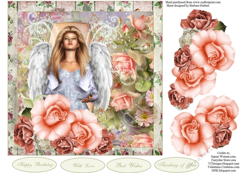 Rose Garden Angel Topper with Decoupage