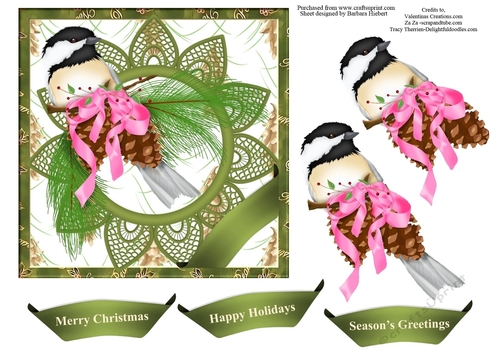 Chickadee Christmas Topper with Decoupage