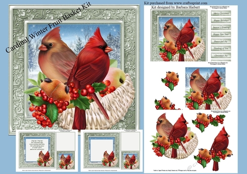 Cardinal Winter Fruit Basket Kit with Decoupage