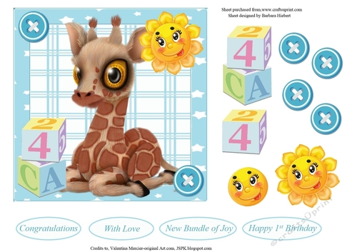 Baby Giraffe Sunshine Topper with Decoupage