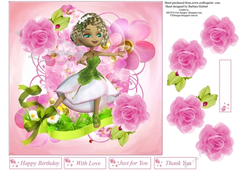 Rose Flower Fairy Topper with Decoupage
