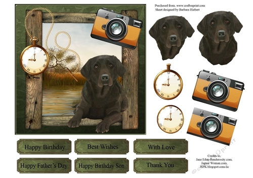 Chocolate Lab Picture Day Topper with Decoupage