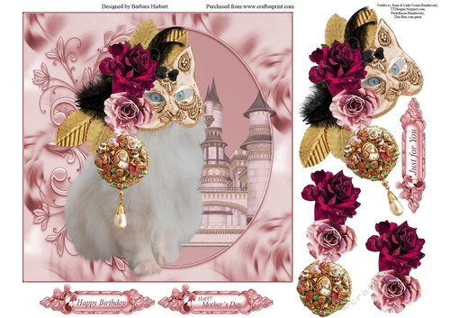 Masked Cat Queen Topper with Decoupage