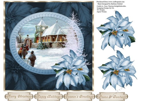 Blue Christmas Scenic Topper with Decoupage
