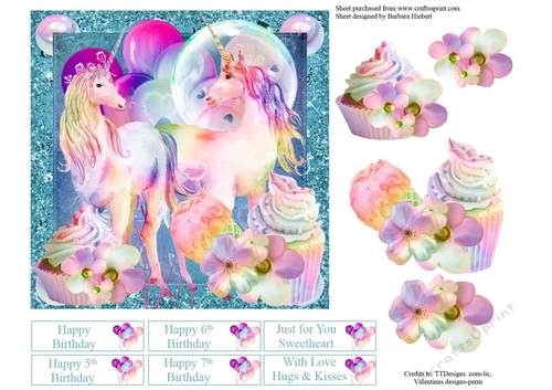 Unicorn Surprize Party Topper with Decoupage