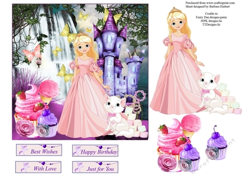 Princess Cup Cake and Friends Topper with Decoupage