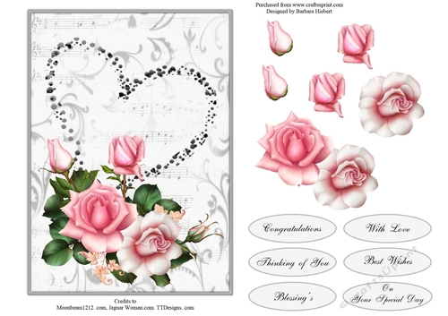 Heart of Roses Card Topper with Decoupage