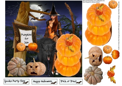 Pumkins for Sale Topper with Decoupage