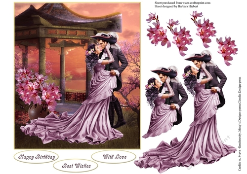 Romance and Cherry Blossoms Topper with Decoupage