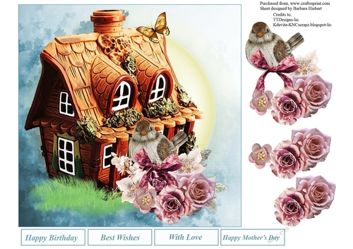Cottage Bird House Topper and Decoupage