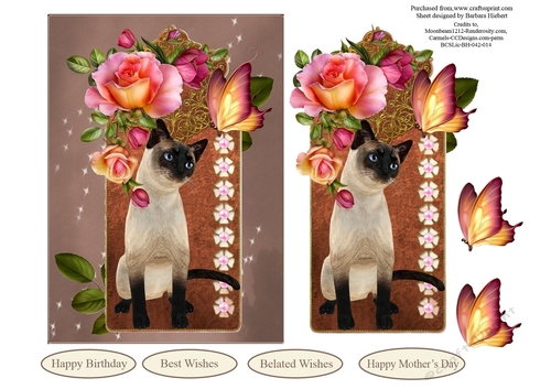 Siamese Princess Rose Topper with Decoupage