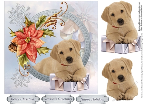 Sad Christmas Puppy Topper with Decoupage