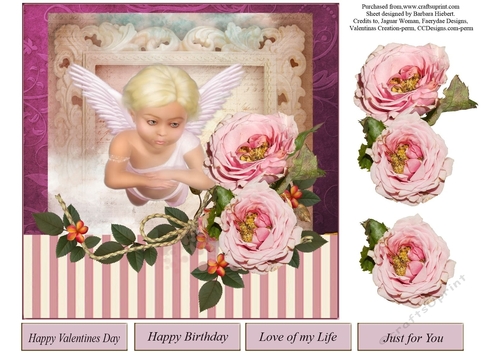Sweet Rose Cherub Topper with Decoupage