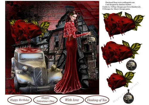 Blood Rose Valentine Topper with Decoupage