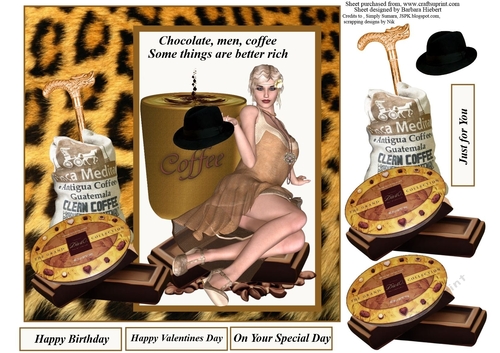 Chocolate Men and Coffee Topper with Decoupage