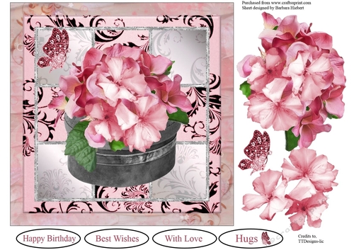 Pink Flowers Topper with Decoupage