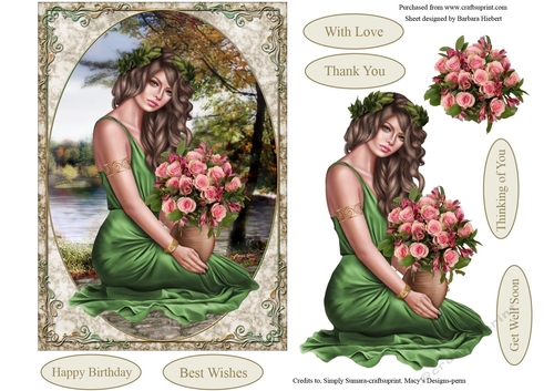 Waiting at the Stream 5x7 Topper with Decoupage
