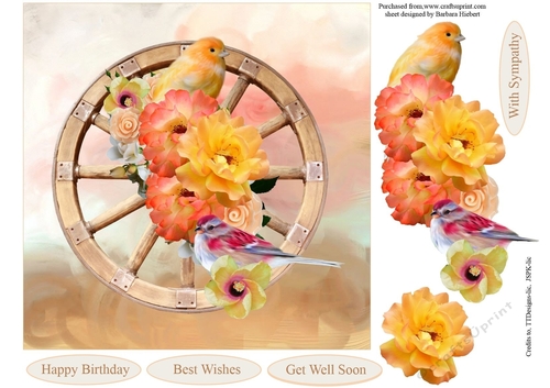 Garden Flower Wheel with Decoupage