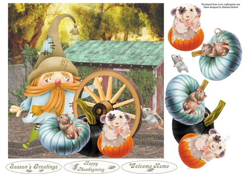 Country Farmer and Mice Topper with Decoupage