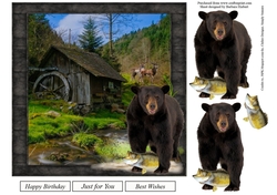 Lunch Time Bear Scenic Topper with Decoupage