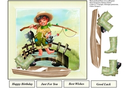 Lucky Fishing Boy Topper with Decoupage