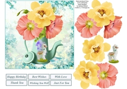 Tropical Tea POt with Flowers Topper