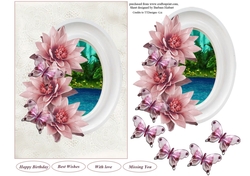 Scenic Framed Lake Topper with Butterfly Decoupage