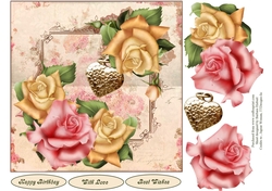 Rose Heart Topper  with decoupage