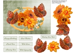 Sun Set Flowers and Butterflies Topper with Decoupage