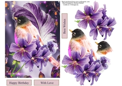 Feather Bird Topper with Decoupage