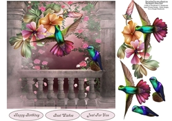 Humming Birds Scenery Topper with Decoupage