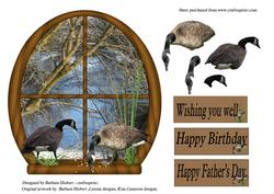 River Window with Geese and Decoupage
