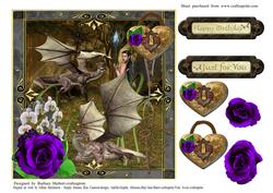 Blue Rose and Key Guarding Dragons