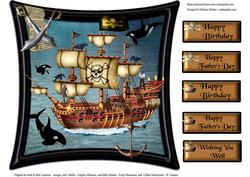 Sailing Pirate Ship and Orca's