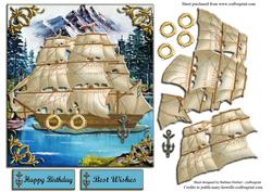 Ship in the Cove with Decoupage