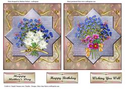 Two Fancy Square Flower Bouquet Quick Toppers