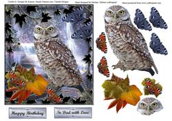 Woodland Owl in the Waterfall with Decoupage