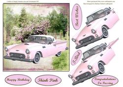 Think Pink T-bird with Decoupage Card Topper