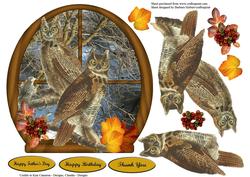 River Window Oval Owls & Fall Leaves with Decoupage