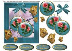 Teal Framed Rose Dome's with Decoupage
