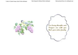 Spring Birds and Lilac Flowers on Blue Sympathy Insert