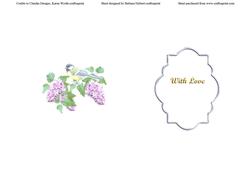 Spring Birds and Lilac Flowers on Blue with Loveinsert